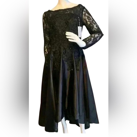 Unbranded Black Lace 3/4 Sleeve Plus Size Dresses for Women Size 8. - Picture 2 of 11